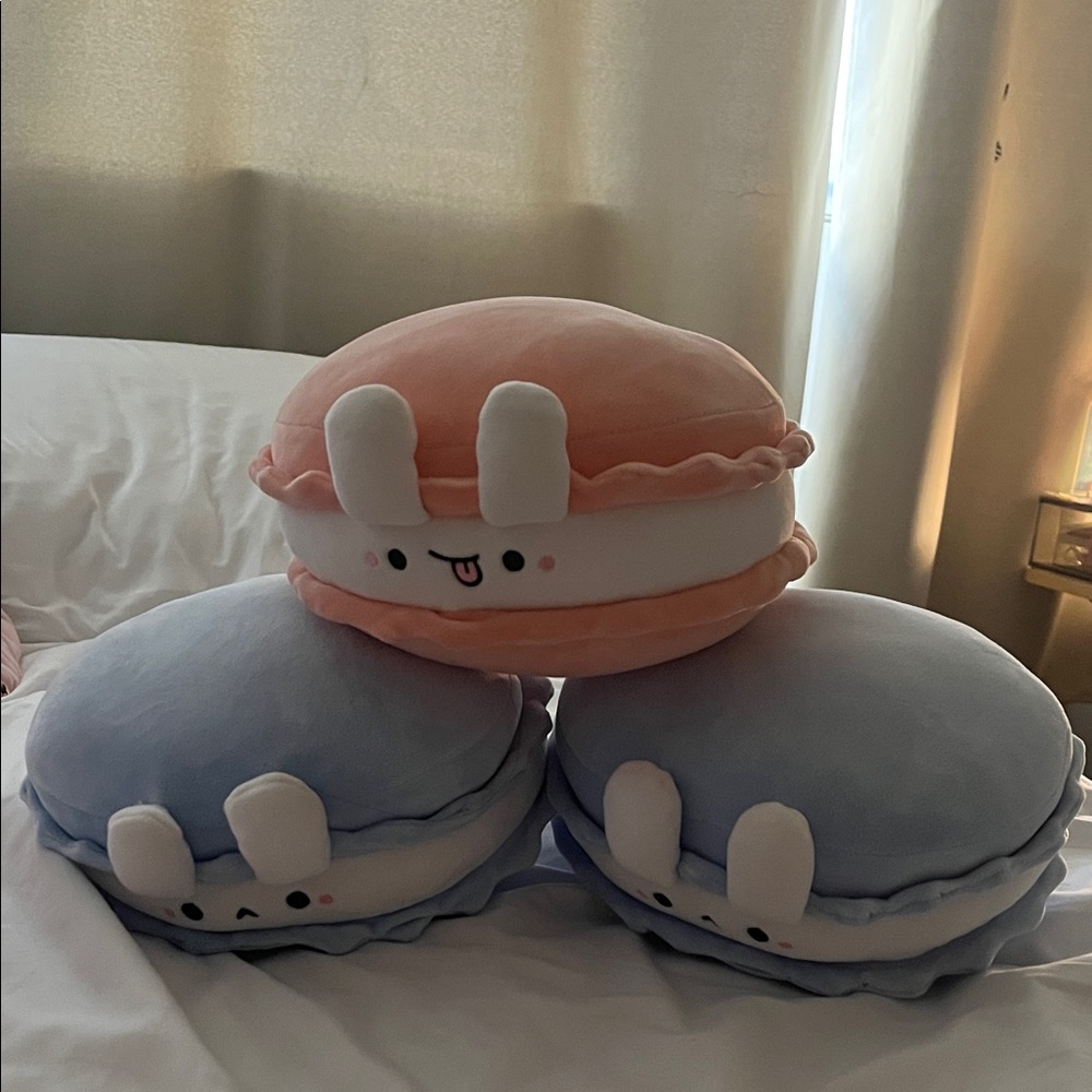 Adorable Pink and Blue Bunny Macaron Stuffed Animals